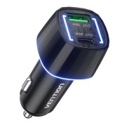Vention Cargador de Coche para Smartphone - 48W - USB-C - USB-A - Power Delivery 3.0 - Qualcomm 3.0 - Color Negro