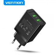Vention Cargador de Pared 2xUSB-A 3A 18W - Carga rapida - Color Negro