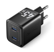 Vention Cargador de Pared - 45W - GaN - 2xUSB-C - Power Delivery 3.0 - Qualcomm 3.0 - Carga Rapida - Color Negro