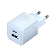 Vention Cargador de Pared GaN 2 Puertos USB (C+A) - 30W/30W - Carga rapida EU - Color Azul