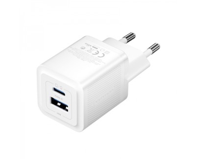 Vention Cargador de Pared GaN 2 Puertos USB (C+A) (30W/30W) - Carga rapida EU - Color Blanco