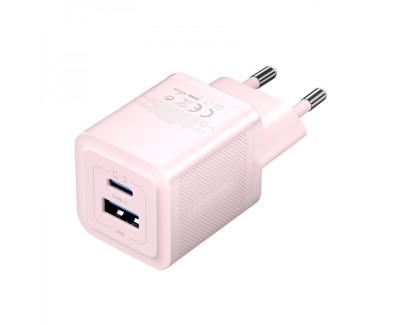 Vention Cargador de Pared GaN 2 Puertos USB (C+A) (30W/30W) - Carga rapida EU - Color Rosa
