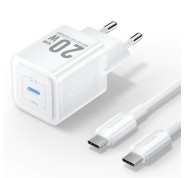 Vention Cargador de Pared GaN USB-C 20W - Cable USB-C 1m - Color Blanco