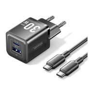 Vention Cargador de Pared GaN USB-C 30W - Cable USB-C 1m - Color Negro