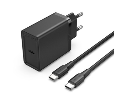 Vention Cargador de Pared USB-C 25W - Cable USB-C 1m - PD3.0 - Color Negro