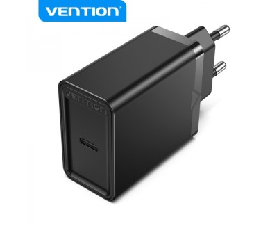 Vention Cargador de Pared USB-C 3A PD20W - Carga rapida - Color Negro