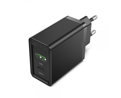 Vention Cargador de Pared USB (C+A) 3.4A 20W PD3.0/QC4.0 - Carga rapida - Color Negro