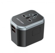 Vention Cargador de Viaje Universal - 1xUSB-C a 2xUSB - 20W - Color Negro