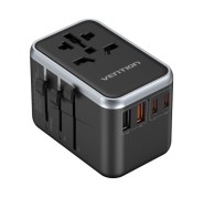 Vention Cargador de Viaje Universal GaN - 2xUSB-C, 2xUSB-A - 65W - Color Negro