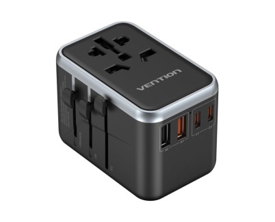 Vention Cargador de Viaje Universal GaN - 2xUSB-C, 2xUSB-A - 65W - Color Negro