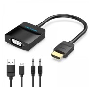 Vention Conversor HDMI Macho a VGA Hembra con Jack 3.5mm - 0.15m - Color Negro