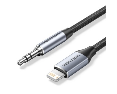 Vention Conversor Lightning Macho a Jack 3.5 Macho - 1m - Trenzado - Color Gris