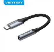 Vention Conversor USB Tipo-C Macho a Jack 3.5 Hembra - 0.10m - Color Negro
