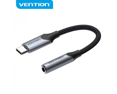 Vention Conversor USB Tipo-C Macho a Jack 3.5 Hembra - 0.10m - Color Negro