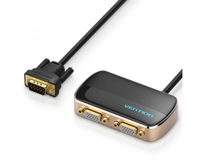 Vention Divisor VGA Macho a 2x VGA Hembra con Alimentacion Externa - Color Negro