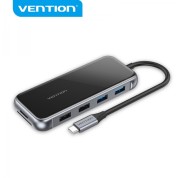 Vention Docking Station 10 en 1 USB-C a HDMI 4K/VGA/2xUSB2.0/2xUSB3.0/RJ45/Lector SD/MicroSD/PD100W - 0.15m - Color Gris