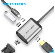 Vention Docking Station 4 en 1 USB-C a HDMI/VGA/USB3.0/PD87W - 0.15m - Color Gris