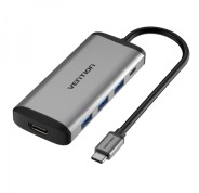 Vention Docking Station 5 en 1 USB-C a HDMI 4K/3xUSB3.0/PD100W - 0.15m - Color Gris