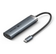 Vention Docking Station 6 en 1 USB-C a HDMI/3xUSB3.0/USB-C 3.2 G1/PD 100W - 0.15m - Color Gris