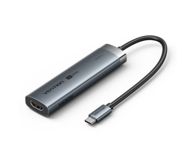 Vention Docking Station 6 en 1 USB-C a HDMI/3xUSB3.0/USB-C 3.2 G1/PD 100W - 0.15m - Color Gris