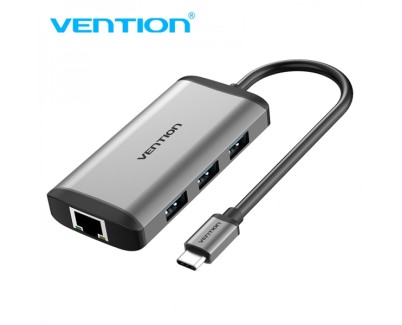 Vention Docking Station 6 en 1 USB-C a HDMI 4K/3xUSB3.0/RJ45/PD87W - 0.15m - Color Gris