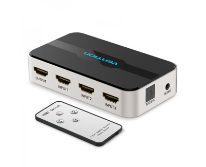 Vention Duplicador HDMI Hembra a HDMI Macho 3x1 con Audio - Color Gris