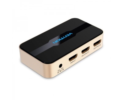 Vention Duplicador HDMI Macho a 2xHDMI Hembra - Color Dorado