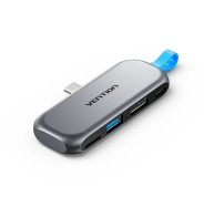 Vention Estacion de Docking - Acoplamiento sin Cables con USB-C Macho - Power Delivery 100W - HDMI 4K - USB-C - USB-A - Tarjeta TF - Color Gris