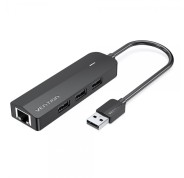 Vention HUB 5 en 1 USB 2.0 a 3xUSB2.0/MicroUSB/RJ45 - 0.15m - Color Negro