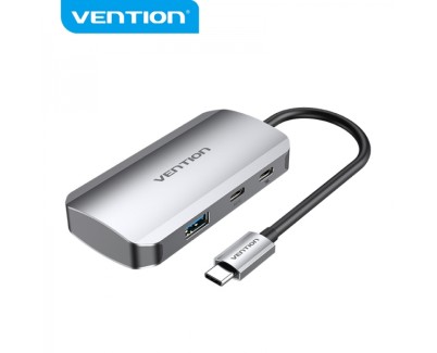 Vention HUB 5 en 1 USB-C a 3xUSB3.0/USB-C Gen1/PD100W - 0.15m - Color Gris
