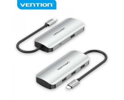 Vention HUB 5 en 1 USB-C a 4xUSB/MicroUSB Powered - 0.15m - Color Gris