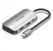 Vention HUB 5 en 1 USB-C a 4xUSB3.0/PD100W - 0.15m - Color Gris