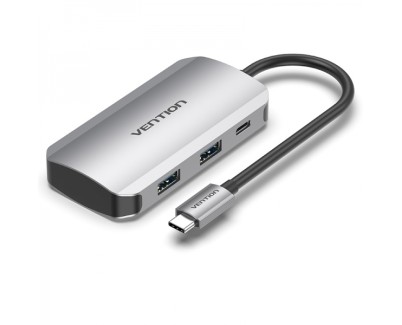 Vention HUB 5 en 1 USB-C a 4xUSB3.0/PD100W - 0.15m - Color Gris