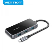 Vention HUB 5 en 1 USB-C a USB3.0*4/PD - 0.15m - Color Gris Piano