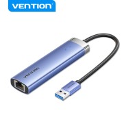 Vention Hub USB 3.0 5 en 1 - Transferencia 5 Gbps - Puerto Gigabit Ethernet - Amplia Compatibilidad - Control Termico Eficiente - Color Azul