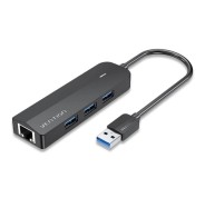 Vention Hub USB 4 en 1 - 3xUSB-A - Ethernet RJ45 - Cable USB-A de 15cm - Indicador LED - Velocidad hasta 5Gbps - Color Negro