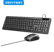 Vention KTC Teclado y Raton Ergonomico - 104 Teclas - Sensor 1200 DPI - Plug and Play - Amplia Compatibilidad - Color Negro