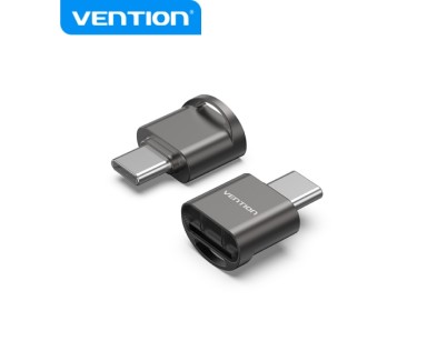 Vention Lector de Tarjetas MicroSD - Interfaz USB 2.0 - Tipo C - Proceso de Galvanoplastia Niquel - Color Negro