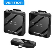 Vention Microfono Clip Inalambrico USB-C - Calidad de Audio 32 kHz - Latencia 20 ms - Bateria 26h - Rango 50m - Cancelacion de Ruido - Color Negro