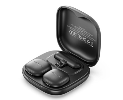 Vention Microfono de Solapa Inalambrico - Sujeccion Magnetica o Clip - 2 Transmisores - 1 Receptor - Cancelacion de Ruido por IA - Alcance hasta 50m - USB-C con Adaptador Lightning - Color Negro