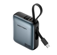 Vention Mini Powerbank de 10000mAh - Potencia de Salida hasta 35W - Cable USB-C Integrado - Power Delivery - Tecnologia PPS - Color Gris