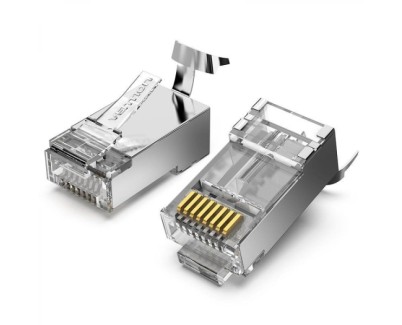 Vention Pack de 10 Conectores RJ45 - Cat.7 FTP - Contactos Chapados en Oro - Formato Transparente - Color Plata