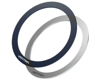 Vention Pack de 2 Anillos para Soportes Magneticos - Universal - Adhesivo de Doble Cara - Metal Ultrafino - Color Gris