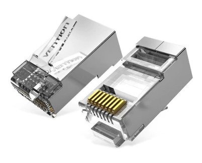 Vention Pack de 50 Conectores RJ45 - Cat.6a FTP - Contactos Chapados en Oro - Color Plata