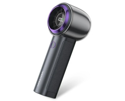 Vention PBB Ventilador de Mano - Velocidad Maxima 13000RPM - Nivel Regulable de 1 a 100 -  Bateria de 3000mAh - Conexion USB-C - Ligero y Compacto - Color Negro/Morado