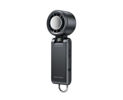 Vention PBC Ventilador de Mano - Velocidad Maxima 13000RPM - Nivel Regulable de 1 a 100 -  Funcion Frio - Bateria de 3000mAh - Pantalla LED - Conexion USB-C - Ligero y Compacto - Color Negro