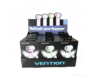 Vention PBE-PACK2 Pack 12 Ventiladores de Mano - Velocidad Maxima 17000RPM - Nivel Regulable de 1 a 100 - Bateria de 3000mAh - Pantalla LED - Conexion USB-C - Ligero y Compacto - Color Verde