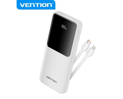 Vention Power Bank 10.000mAh - Multiples interfaces USB - Carga rapida - Salida total 3A - Color Blanco