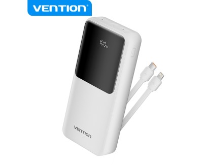 Vention Power Bank 20.000mAh - Multiples interfaces USB - Carga rapida - Cable USB-C incluido - Color Blanco
