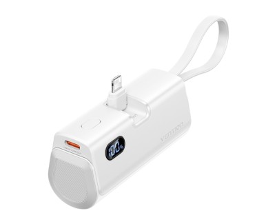 Vention PowerBank 4800mAh - Lightning - Carga Rapida 22.5W - Conector Plegable - Color Blanco